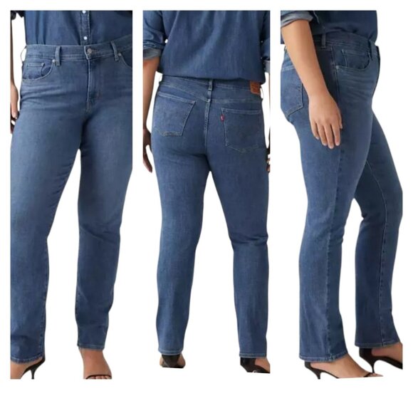 Levis 16P Petite Classic Straight Jeans Medium Wash Stretch Mid Rise Classic - Picture 3 of 7